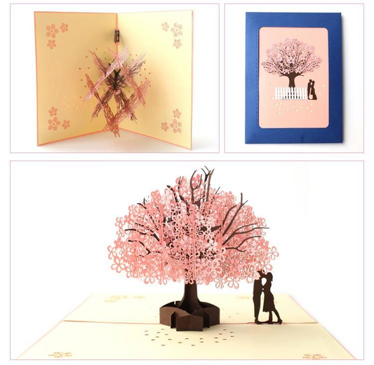 Romantic cherry trees 3D Pop Up Greeting Card