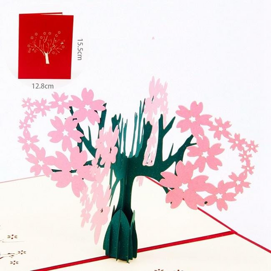 3D Sakura with Lover 3D Pop Up Greeting Card