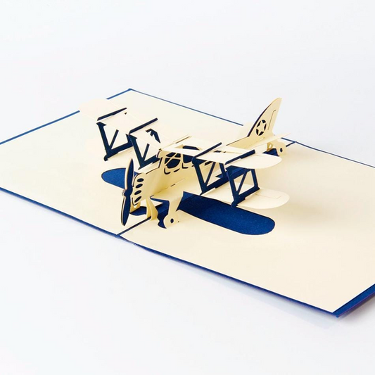 3D Pop Up Airplane Greeting Card -Blue