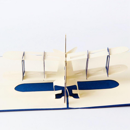 3D Pop Up Airplane Greeting Card -Blue