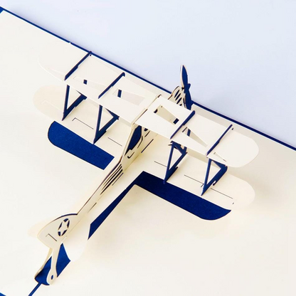 3D Pop Up Airplane Greeting Card -Blue
