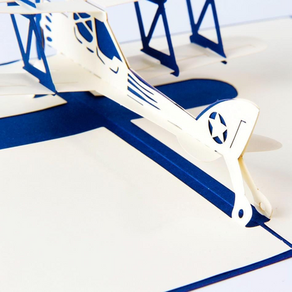 3D Pop Up Airplane Greeting Card -Blue