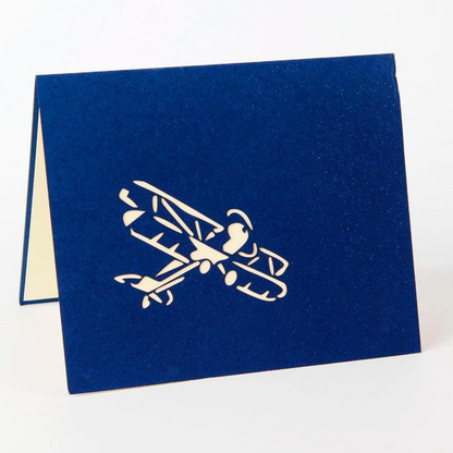 3D Pop Up Airplane Greeting Card -Blue