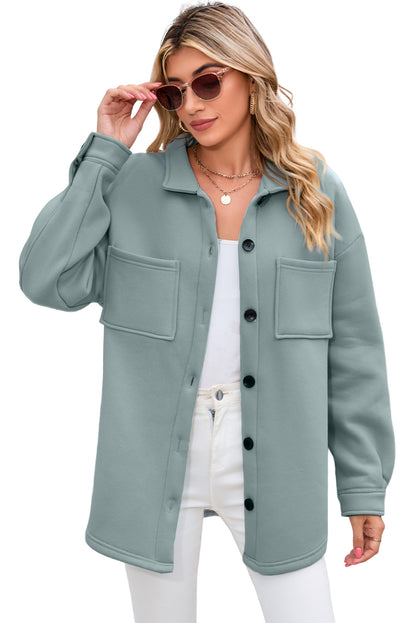 Green Collared Pockets Button Up Jacket