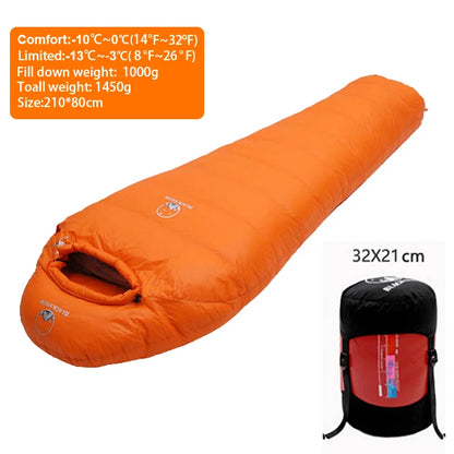 White Goose Down Filled Adult Mummy Style Sleeping Bag Fit for Winter