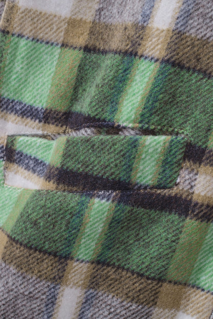 Green Plaid Casual Button Up Fall Shacket