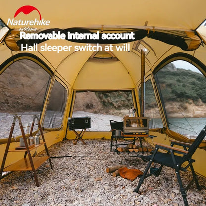 Naturehike Large 5-6 People 4 Seasons Camping Dome Tent with Extended Canopy
