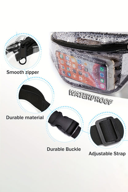 Black Adjustable Strap Clear PVC Waist Bag