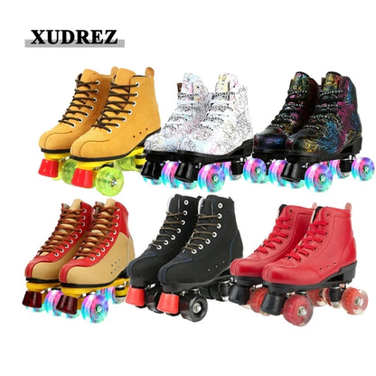 PU Leather Roller Skates, Elegant Red