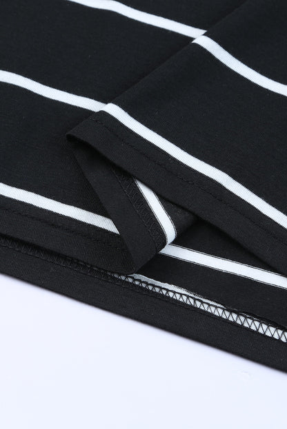 Brown Striped Backless Casual Side Slits Maxi Dress