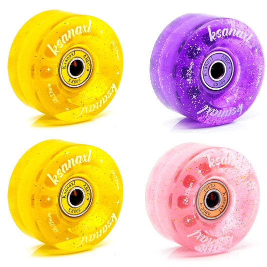 58mm x032mm 82A Pack Roller Skate Wheels with Bearings (Quad Skates and Skateboard) - 4 Pack