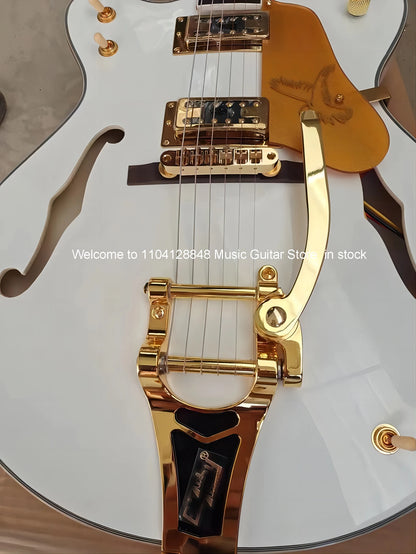 Semi-hollow 6 String Mahogany Jazz Electric Guitar (Double Output, Large Tremolo Bridge)