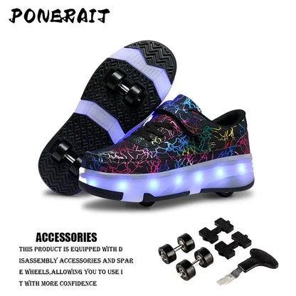 Men's Detachable LED Skates Shoes (Neon Thunder)