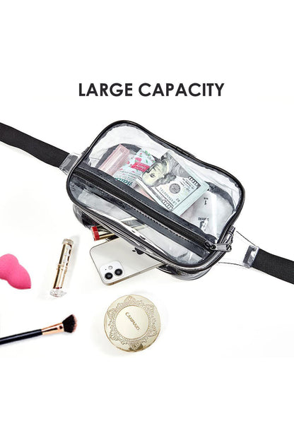 Sky Blue Clear PVC Adjustable Strap Crossbody Bag