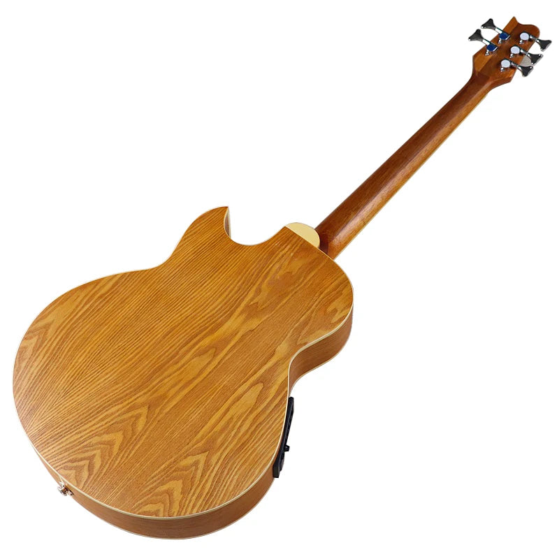 5 string Fretless Electric Acoustic Bass Guitar 43 inch Matte Finish Electric Folk Bass Guitar With EQ Ashwood Body Yellow