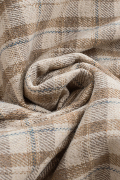 Blue Snap Button Sherpa Lined Hooded Flannel Jacket
