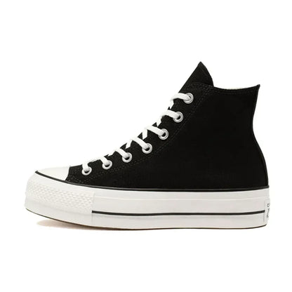 Converse All Star High Top Muffin Bottom Classic Hundred  Women's Casual Non-slip High Top Canvas Shoes (Premium White)