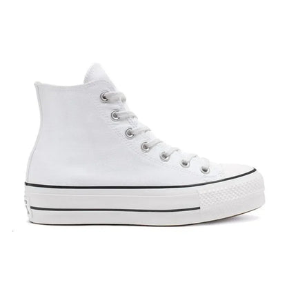 Converse All Star High Top Muffin Bottom Classic Hundred  Women's Casual Non-slip High Top Canvas Shoes (Premium White)