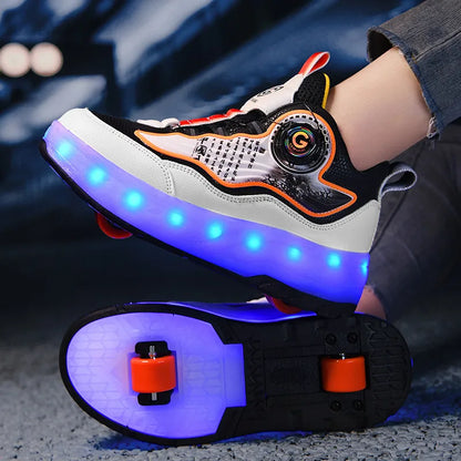 Children's Fashionable Roller Skates  Detachable 4-Wheel Dual-Purpose Skate Shoes (Heelys)