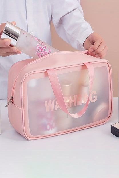 Black WASHBAG Print Clear Frosted Waterproof Bag Set