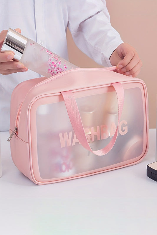 Black WASHBAG Print Clear Frosted Waterproof Bag Set