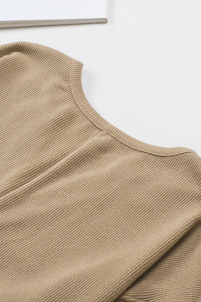 Green Henley V Neck Pocketed Ribbed Romper