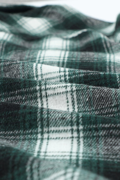 Black Button Up Collared Plaid Shacket