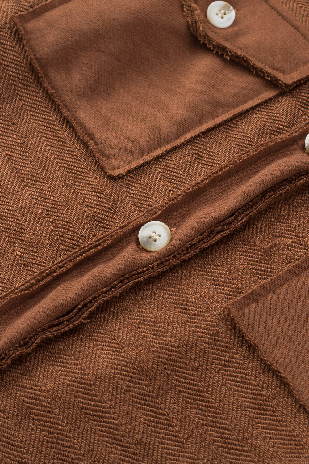 Black Plain Textured Button Up Shirt Shacket with Flap Pockets