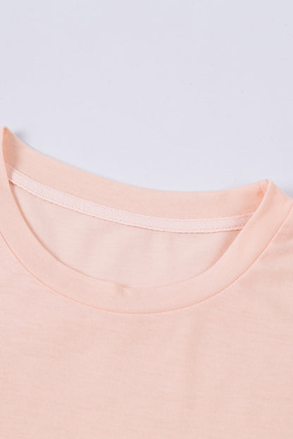 Green Plain Solid Color Crew Neck Tee