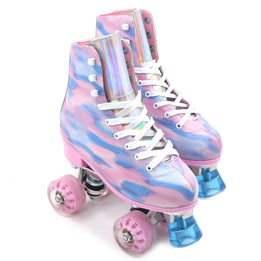 Yijiu Outdoor Pink & Blue Dye Quad Roller Skates