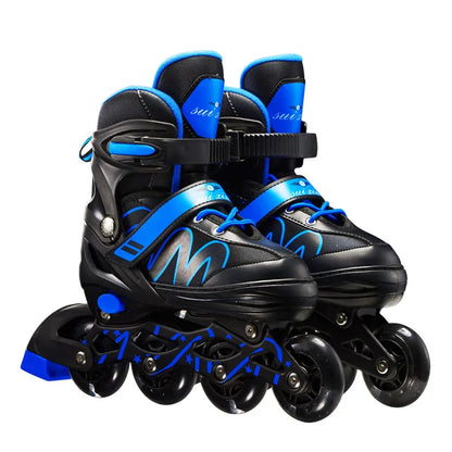 Kids Adjustable 4 Wheel Inline Roller Skate  with Flash Light Up Wheels