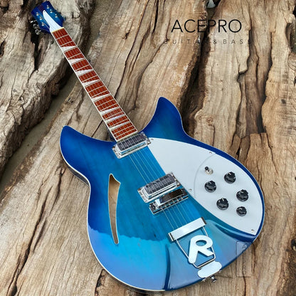 Purple Burst 6 String Semi Hollow Body 360 Electric Guitar, Tailpiece Bridge, Rosewood Fretboard