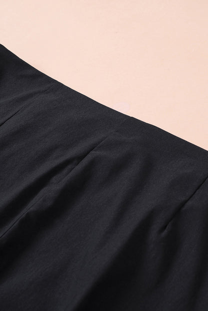 Black Casual Buttons Slit Skinny Pants
