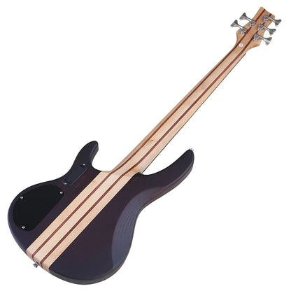Active Electric Bass Guitar 5 String Ashwood Brown Natural  Body