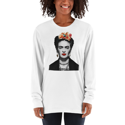 Frida Kahlo With Flowers Poster Artwork Long Sleeve Shirt