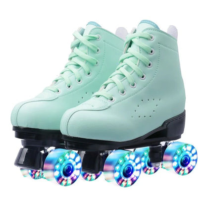 Beginner Quad Skates with Microfiber Leather Shoes