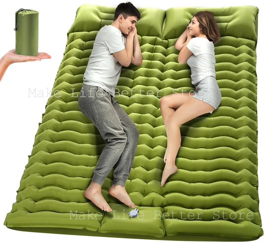 Inflatable Outdoor Mattress with Built-in Pillow Pump 200x140cm