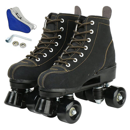 7 Colors PU Leather Training Quad Roller Skates