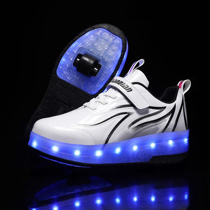 Children's 2 Wheel Led Light Roller Skate Shoes (heelys)