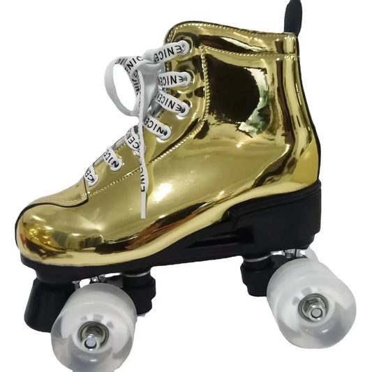 Retro PU Leather QUAD Roller Dance Skates