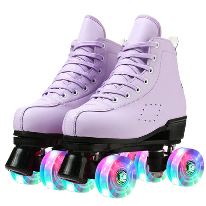 Women's PU Breathable Leather Outdoor Quad Roller Skates