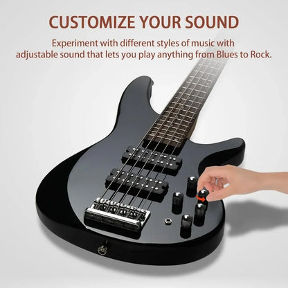 5 String Electric Bass Guitar, Full Size Standard Right Handed Rosewood Fretboard Bass Kit