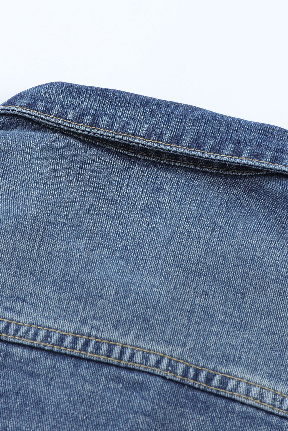 Black Casual Distressed Raw Hem Buttons Denim Jacket