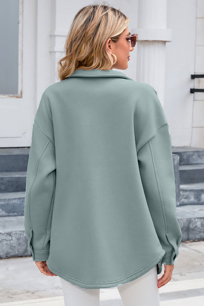 Green Collared Pockets Button Up Jacket