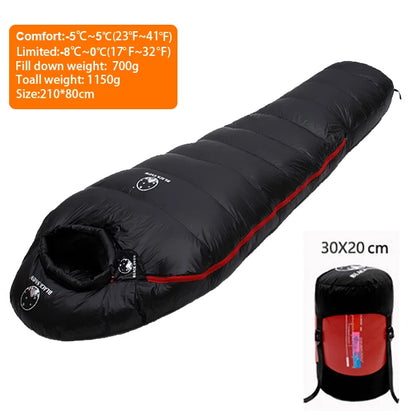 White Goose Down Filled Adult Mummy Style Sleeping Bag Fit for Winter