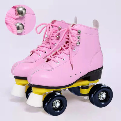 Beginner Quad Skates with Microfiber Leather Shoes