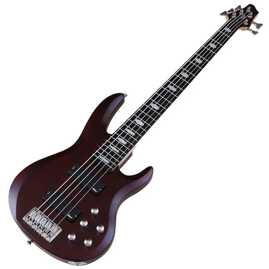5 Strings Electric Bass Guitar 43inch Zebrawood Top Solid Okoume Wood Body Bass Guitar