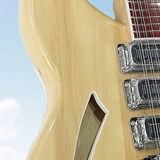 Ric 1988 Natural Semi Hollow Electric Guitar 12 Strings Lacquer Gloss Fingerboard,3 Pickups Triangle Inlay OEM