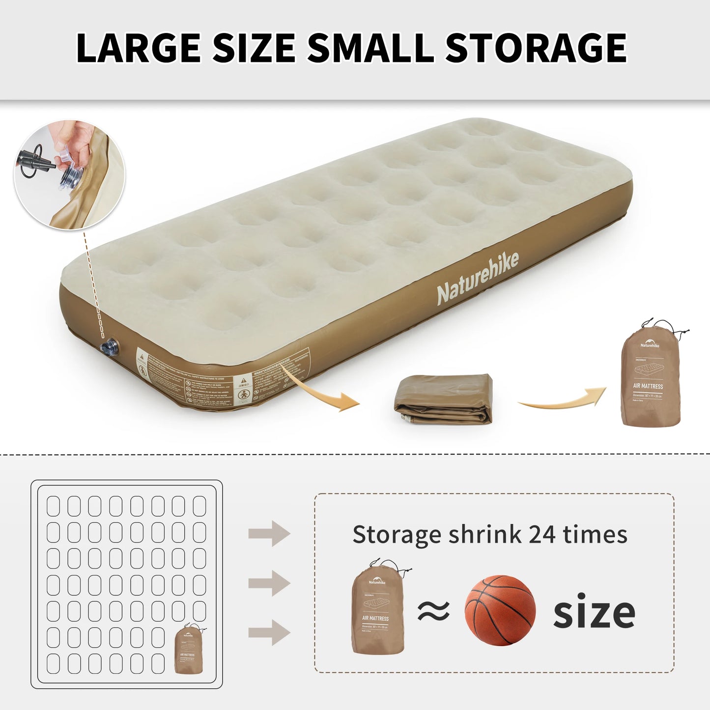 Naturehike 1 Person Outdoor Inflatable Sleeping Mattress With Pump