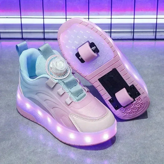 Kids USB Rechargeable Luminous Roller Skate Shoes - 2 Wheels (Heelys)